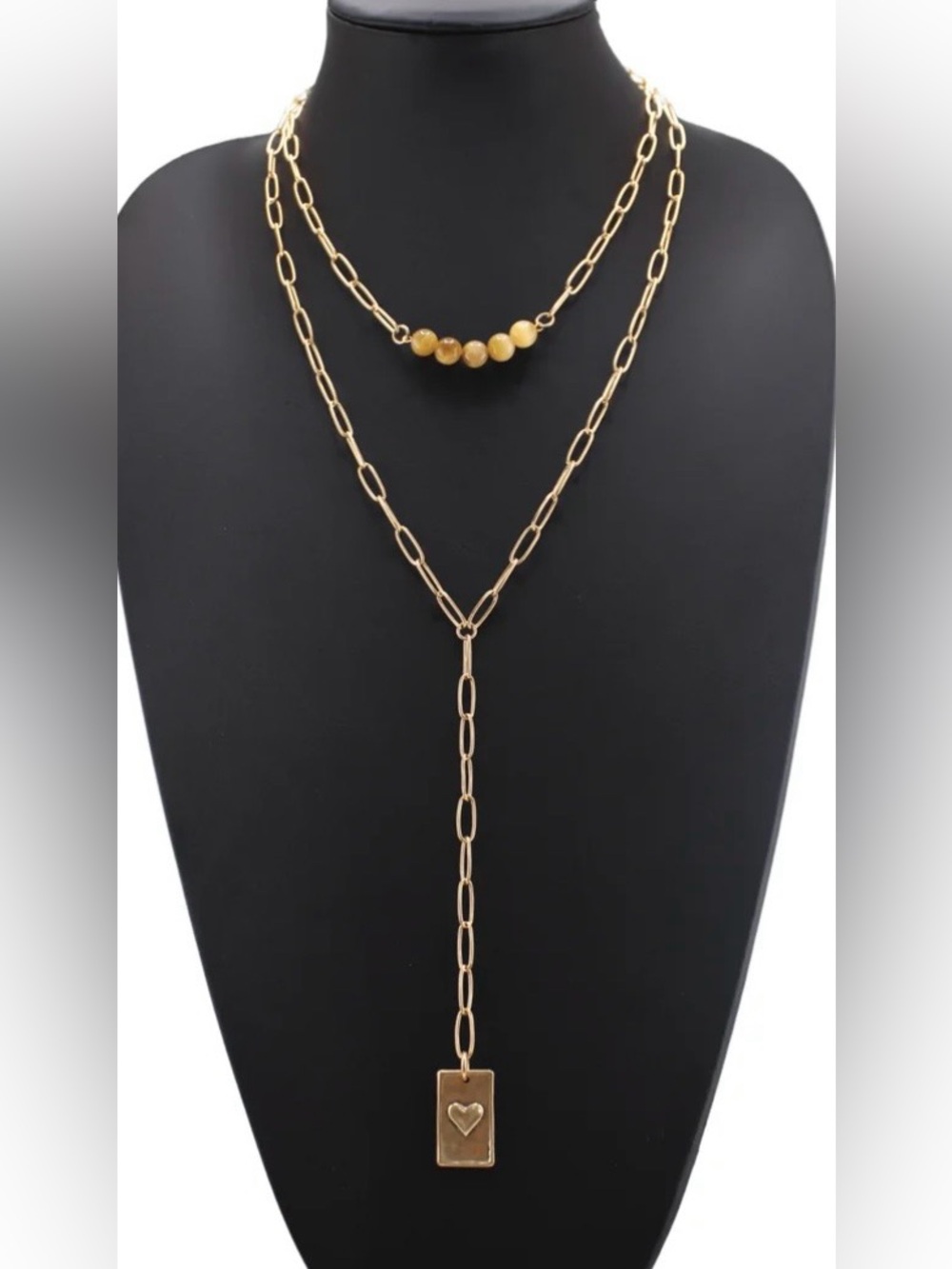 Katia Designs: I Own My Peace Lariat Necklace w Authentic Tigers Eye Stones